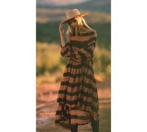 Norblack Norwhite Brown Black Boho Striped Oversized Tunic Dress Small New